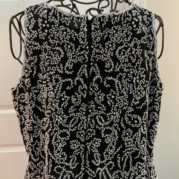 LESLIE FAY EVENING BEADED FORMAL BLACK & WHITE VINTAGE TOP PLUS SIZE 2X - Picture 6 of 9